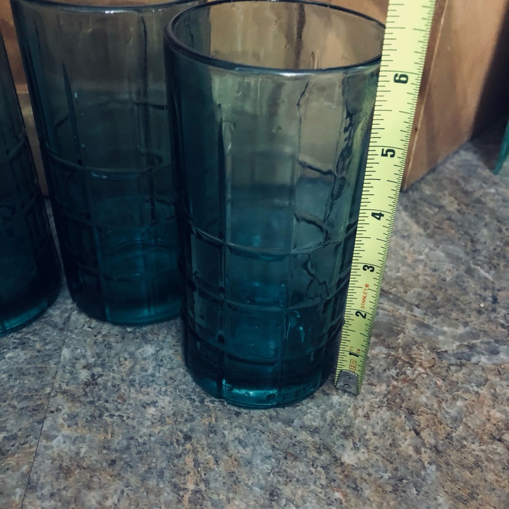 Green Tartan Anchor Hocking Glasses. Set of 4 - Picture 2 of 6
